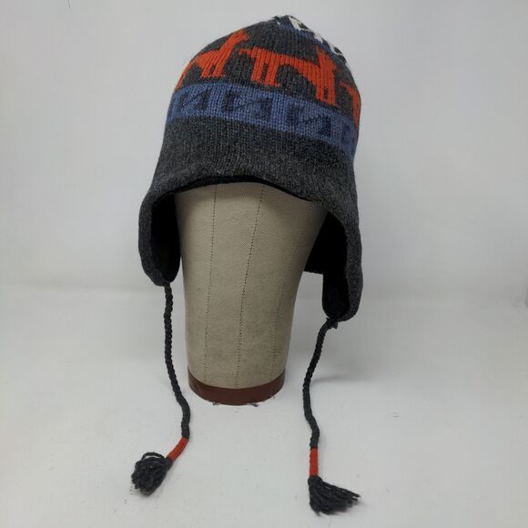 Unbranded Men's Knit Beanie Hat Gray OSFM Wool Blend Lined Llama Pattern - Picture 2 of 12